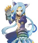  animal_ears blue_hair cat_ears claws enami_katsumi fangs flat_chest foreshortening hands meracle_chamlotte o-ring official_art solo star_ocean star_ocean_the_last_hope tail weapon 
