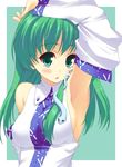  armpits arms_up blushing breasts erect_nipples long_hair sanae_kochiya sideboob touhou 