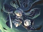  dress feathers flying ranranloo rozen_maiden solo suigintou sword weapon wings 