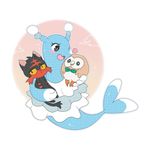  black_fur blue_body blush brionne brown_fur canyoudrawit cute eyelashes fangs fur group heart_mouth holding_(disambiguation) litten mammal marine nintendo pinniped pok&eacute;mon red_fur rowlet seal size_difference video_games 