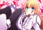  1girl blonde_hair blue_eyes breasts capelet collet_brunel dress jewelry long_hair pantyhose shoes smile tales_of_(series) tales_of_symphonia 