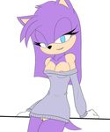  blush breasts butt fan_character hair hedgehog inviting macy_the_hedgehog mammal nipples purple_hair pussy simple_background smile sonic_(series) team_macy teasing video_games 