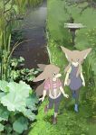  anthro brown_hair canine clothed clothing cub day duo footwear fur hair handbag happy mammal nature outside pawpads shirt shoes skirt tan_fur taracod walking water young 