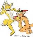  abs balls blush butt canine collar erection fox fox_mccloud licking male male/male mammal nintendo nipples oral pecs penis poop_(artist) robin_hood slave smoking star_fox tongue tongue_out video_games 