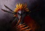  avian beak black_beak feathered_wings feathers feral neytirix red_eyes red_feathers solo white_feathers wings 