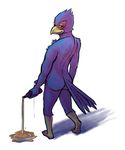  abs anthro athletic avian barefoot bed bird blue_feathers butt canine clothing davidmawesome falco_lombardi feathers hi_res male mammal nintendo nude pose sirrob smile solo standing star_fox video_games 