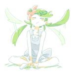  :/ closed_eyes flapping flower green_hair hair_flower hair_ornament indian_style mao_(pokemon) overalls pokemon pokemon_(game) pokemon_sm simple_background sitting solo trial_captain twintails white_background ziro_(daydozen) 