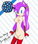  blush breasts christmas fan_character hair holidays inviting macy_the_hedgehog mammal nipples purple_hair pussy simple_background smile sonic_(series) team_macy teasing 