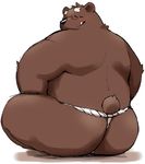  12beat13 bear beat_you_(artist) big_butt blush butt clothed clothing colored eyewear fundoshi glasses japanese_clothing male mammal rear_view simple_background sitting solo underwear white_background 