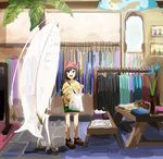  antennae black_hair blush clothes clothes_hanger clothes_rack faux_traditional_media folded_clothes gen_7_pokemon hat height_difference holding_clothes indoors legendary_pokemon looking_at_another looking_up mizuki_(pokemon) open_mouth palm_tree pheromosa plant pleo pokemon pokemon_(creature) pokemon_(game) pokemon_sm shirt shopping short_hair tree yellow_shirt 