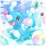  blue_body brionne bubble cute fangs looking_at_viewer mammal marine nintendo palm_trees pinniped pok&eacute;mon putto pyukumuku sea seal smile swimming video_games water 