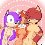  breasts butt fan_character group hair hedgehog inviting macy_the_hedgehog mammal nicole_the_hedgehog nipples purple_hair simple_background smile sonic_(series) team_macy teasing video_games 