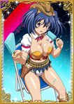  00s 1girl bashoku_youjou breasts card_(medium) female hat ikkitousen large_breasts long_hair looking_at_viewer sitting twintails 