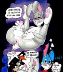  anthro anus avian backsack balls beak bird blush bugs_bunny buster_bunny butt daffy_duck duck duo erection fur girly lagomorph looking_at_viewer looney_tunes male mammal nude parasitedeath penis presenting rabbit simple_background smile teeth text tiny_toon_adventures traditional_media_(artwork) warner_brothers 