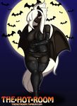  anthro bat_pony black_fur breasts clothed clothing dekomaru equine female fur hair mammal membranous_wings midriff moon my_little_pony nipple_bulge pegasus thehotroom white_hair wings 