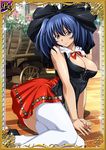  00s 1girl bashoku_youjou breasts card_(medium) dress female hat ikkitousen large_breasts long_hair looking_at_viewer no_bra smile twintails 