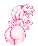  2016 amy_rose anthro black_nose butt clothing female gloves hair headband hecticarts hedgehog looking_back mammal nude pink_hair short_hair solo sonic_(series) video_games 