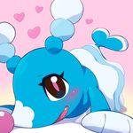  &lt;3 blue_body blush brionne cotora digital_media_(artwork) looking_up mammal marine nintendo open_mouth pink_background pink_nose pinniped pok&eacute;mon simple_background smile solo teeth video_games 