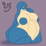  3_fingers anthro anthrofied areola belly big_belly big_breasts black_eyes blue_skin breasts cetacean erect_nipples female half-closed_eyes huge_breasts looking_at_viewer mammal marine nintendo nipples nude obese overweight overweight_female pok&eacute;mon posexe pussy simple_background sitting smile solo spread_legs spreading teeth thick_thighs video_games wailmer watermark whale wide_hips 