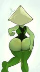  2016 alien blonde_hair blushmallet butt cartoon_network cloth clothed clothing female gem_(species) green_skin hair humanoid not_furry peridot_(steven_universe) simple_background solo standing steven_universe 