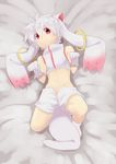 139856 alien alternate_species animal_humanoid bed cat_humanoid clothed clothing cute dakimakura_design feline hair human humanoid humanoidized incubator_(species) kyubey legwear looking_at_viewer lvlv lying mahou_shoujo_madoka_magica male mammal on_back on_bed red_eyes simple_background smile socks solo white_background white_hair 