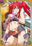  00s 1girl armor bra breasts card_(medium) female ikkitousen kanpei kimono large_breasts long_hair looking_at_viewer panties red_hair twintails 
