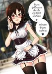 alternate_costume bespectacled blush commentary_request enmaided final_fantasy final_fantasy_xv garter_straps glasses go-it iris_amicitia looking_at_viewer maid open_mouth short_hair smile solo thai thighhighs translated 