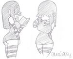  1girl ass breasts character_sheet curvy dress female lucy_loud monochrome older solo the_loud_house white_background 