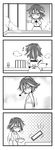  4koma apron ass bow bowl chibi comic commentary_request cooking from_behind greyscale heart horns jeno kijin_seija monochrome multicolored_hair naked_apron phone pot silent_comic solo stove touhou two-tone_hair 