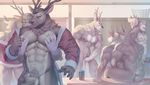  2016 abs anthro antlers arm_hair armpits balls belly bench big_muscles blonde_hair blush brown_hair brown_nose butt cervine christmas clothing deer erection eyes_closed front_view grope group hair half-erect hand_on_chest hand_on_penis holidays horn humanoid_penis locker_room male male/male mammal muscular muscular_male nipples nude open_mouth pecs penis pubes purple_eyes raccoon21 reindeer relaxing sitting size_difference smile standing teeth undressing vein veiny_penis 