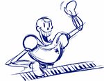  animated animated_skeleton armor bone coulsart derp_eyes humor male monochrome musical_instrument open_mouth papyrus_(undertale) piano raised_eyebrow skeleton smile solo undead undertale video_games 