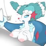  &lt;3 2016 areola big_areola big_breasts blue_eyes blue_hair blue_mouth blue_skin breasts female fluffbug green_hair hair hypnosis interspecies mammal mind_control nintendo nude open_mouth penis pok&eacute;mon pok&eacute;philia primarina simple_background spiral_eyes video_games white_background white_skin 