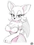 animal_humanoid bat bat_humanoid big_breasts breasts cleavage clothed clothing eyelashes female humanoid looking_at_viewer mammal nipple_bulge rouge_the_bat sketch smile solo sonic_(series) sssonic2 wings 