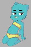  anthro blue_fur bulge cartoon_network cat clothed clothing crossdressing cub feline fur gumball_watterson looking_at_viewer male mammal panties the_amazing_world_of_gumball underwear unknown_artist whiskers young 
