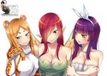  3girls bare_shoulders blonde_hair breasts character_request cleavage erza_scarlet fairy_tail female kagura_mikazuchi large_breasts long_hair multiple_girls red_hair 