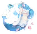  ;) bangs bare_shoulders beads blue_eyes blue_hair breasts bubble closed_mouth collarbone colored_eyelashes eye_contact frills froakie full_body gen_3_pokemon gen_6_pokemon gen_7_pokemon hair_beads hair_ornament hand_on_own_chest lf long_hair looking_at_another low-tied_long_hair luvdisc mermaid moemon monster_girl multi-tied_hair navel one_eye_closed pale_skin personification pokemon pokemon_(creature) primarina salute see-through small_breasts smile starfish_hair_ornament stomach submerged underboob underwater veil very_long_hair white_background 