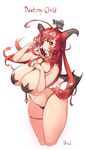  bad_id bad_pixiv_id bare_shoulders belly black_panties bow bow_panties breasts demon_girl destiny_child eyepatch glowing glowing_eye hades_(destiny_child) harry_(dudwofla) highres horns large_breasts long_hair looking_at_viewer navel panties parted_lips pasties red_eyes red_hair solo star_pasties succubus thick_thighs thighs tongue underwear wings 