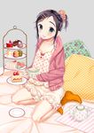  :d bad_id bad_pixiv_id bed black_hair bloomers blue_eyes blush cake camisole cardigan cream_puff crossdressing cup food fruit hair_ornament hair_scrunchie hairclip heart heart_print holding holding_cup looking_at_viewer macaron male_focus no_shoes open_mouth orange_legwear original otoko_no_ko pajamas pastry pillow plate polka_dot polka_dot_object polka_dot_pillow ponytail print_camisole print_pillow sakiyo_cake saucer scrunchie short_hair short_ponytail sitting smile socks solo strawberry strawberry_shortcake sweater sweets tea tea_set teacup teapot tiered_tray underwear yokozuwari 