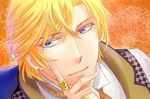  blonde_hair blue_eyes darius_(harukanaru_toki_no_naka_de_6) earrings flower harukanaru_toki_no_naka_de harukanaru_toki_no_naka_de_6 jewelry mae10yoko male_focus portrait ring solo 