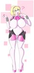  1girl ? aegis_(persona) android blonde_hair bow breasts dildo full_body huge_breasts lips makeup megami_tensei no_feet persona persona_3 pink_bow pink_lipstick puffy_nipples robot_joints shin_megami_tensei solo 
