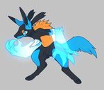  anthro big_ears biped canine corykatze fak&eacute;mon fur fusion hybrid mammal mega_evolution mega_lucario nintendo pok&eacute;mon rotom simple_background video_games 