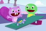  beaver buckteeth fan_character fur green_skin happy_tree_friends mammal paint porygon2z purple_fur reptile rodent scalie shell smile teeth toothy_(htf) tortoise turtle 