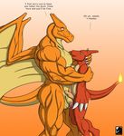  after_sex balls charizard charzy cum cum_inside cum_on_penis english_text kevindragon male male/male muscular muscular_male nintendo pecs penis pok&eacute;mon smile text video_games 