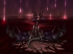  ambiguous_gender black_skin blood claws detailed_background dragon feral looking_at_viewer membranous_wings neytirix nude red_eyes solo wings 