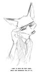  2016 absurd_res anthro black_and_white canine clothed clothing dialogue disney edit eyewear fox half-length_portrait hi_res male mammal monochrome necktie nick_wilde outline portrait simple_background solo suit sunglasses thewyvernsweaver translucent white_background zootopia 
