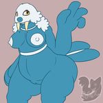  4_fingers anthro anthrofied areola belly big_breasts blue_skin breasts eyelashes female fur looking_at_viewer mammal marine nintendo nipples nude open_mouth overweight overweight_female pinniped pok&eacute;mon posexe pussy sea_lion simple_background smile solo standing teeth thick_thighs tongue tusks video_games walrein watermark white_fur wide_hips yellow_eyes 