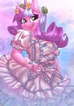  2016 anthro atryl bandage clothed clothing dress equine fan_character female flower flower_in_hair green_eyes hair hi_res horn long_hair looking_at_viewer mammal multicolored_hair my_little_pony open_mouth patreon plant solo two_tone_hair unicorn 