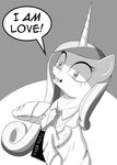  2016 book clothed clothing crossover death_note deusexequus english_text equine feral friendship_is_magic fur hair horn insane looking_at_viewer mammal monochrome my_little_pony portrait princess_cadance_(mlp) solo text unicorn 