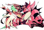  arrow bad_source beak bird claws clenched_teeth decidueye eye_contact gen_7_pokemon holding holding_weapon incineroar irima_(doron) looking_at_another no_humans owl pokemon pokemon_(creature) red_eyes sharp_teeth simple_background teeth tiger upper_body weapon white_background 