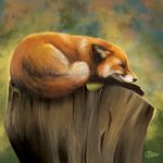  2016 ambiguous_gender canine eyes_closed feral fox fur goldendruid mammal nude solo watermark 